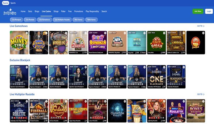 Jackpotjoy Live Casino UK: Games, Stakes and Mobile Play